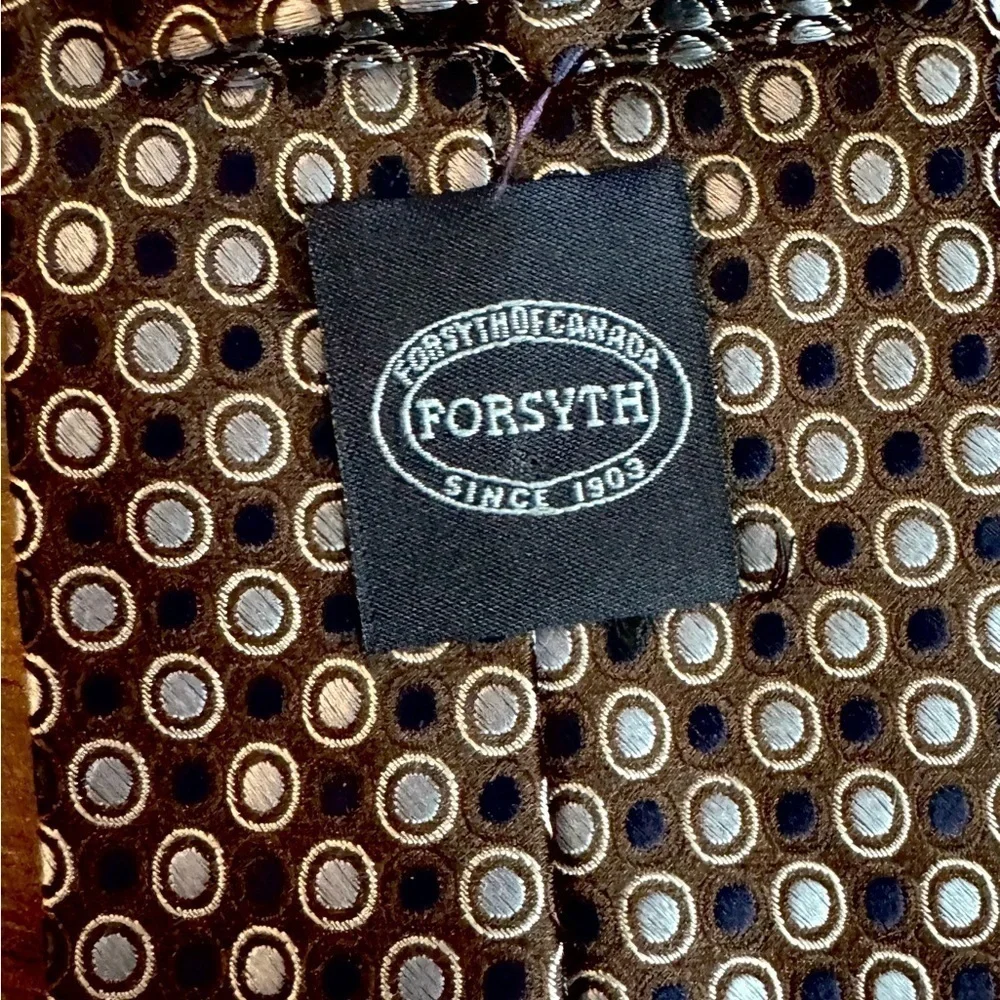 FORSYTH of Canada Silk Black Geometric Foulard Necktie